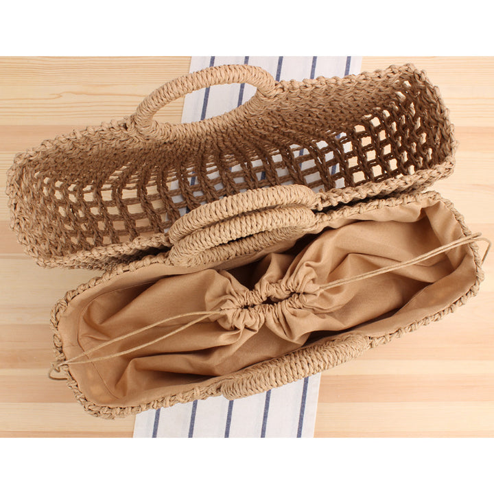 Handbag Made of Handwoven Wicker with Elegant Round Handle Kalsten