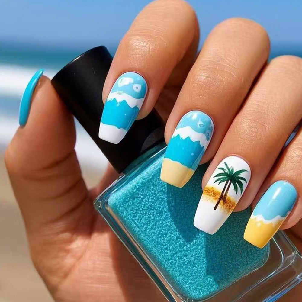 Tropical Beach-Themed Press-On Nail Set Kalsten