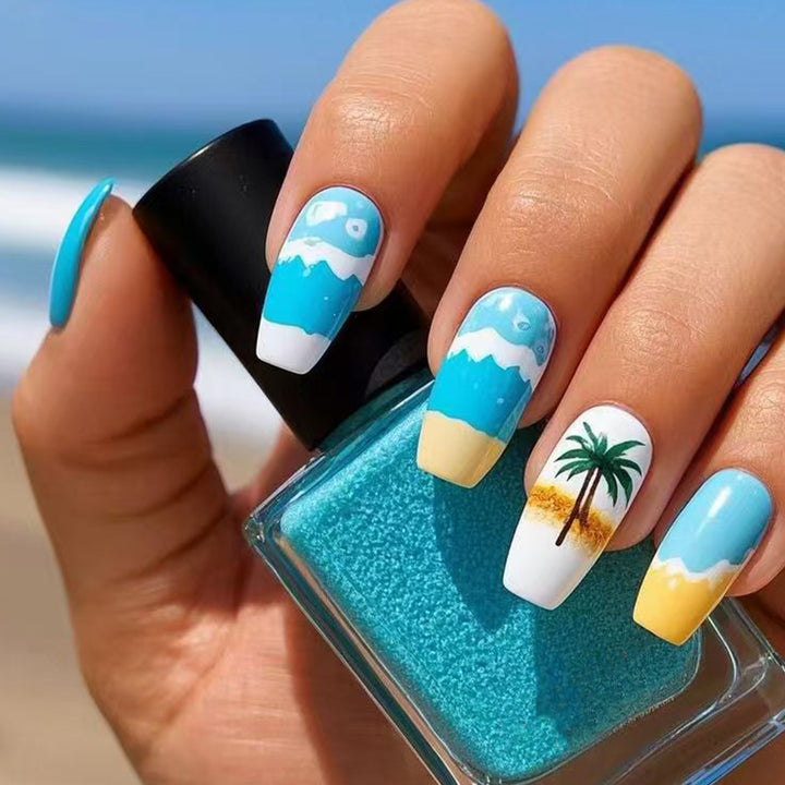 Tropical Beach-Themed Press-On Nail Set Kalsten