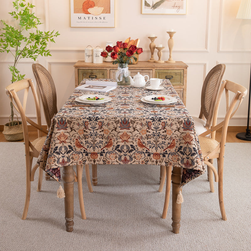 Ornate Floral Printed Tablecloth