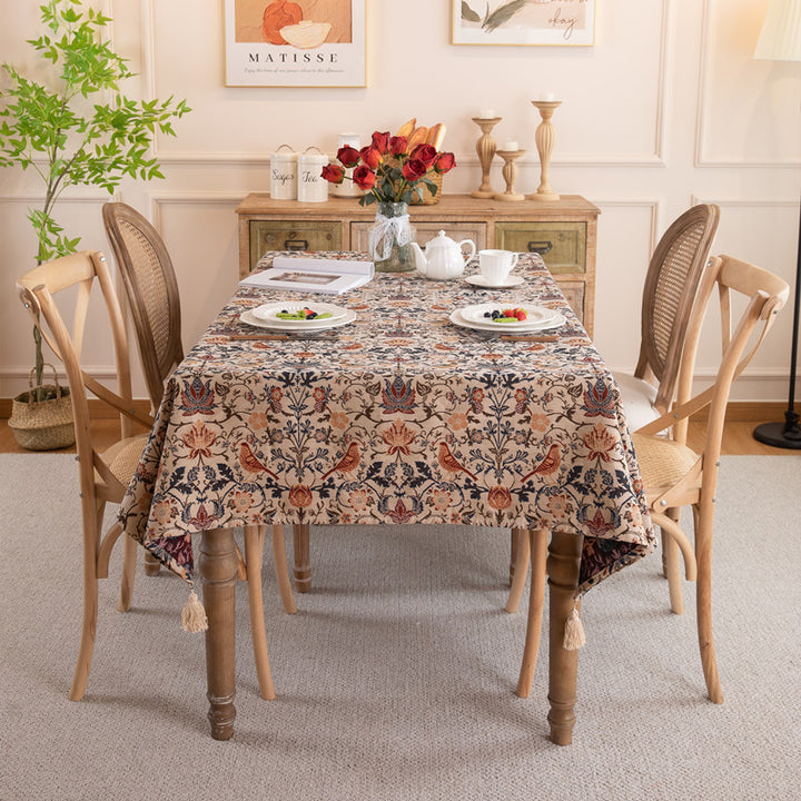 Ornate Floral Printed Tablecloth