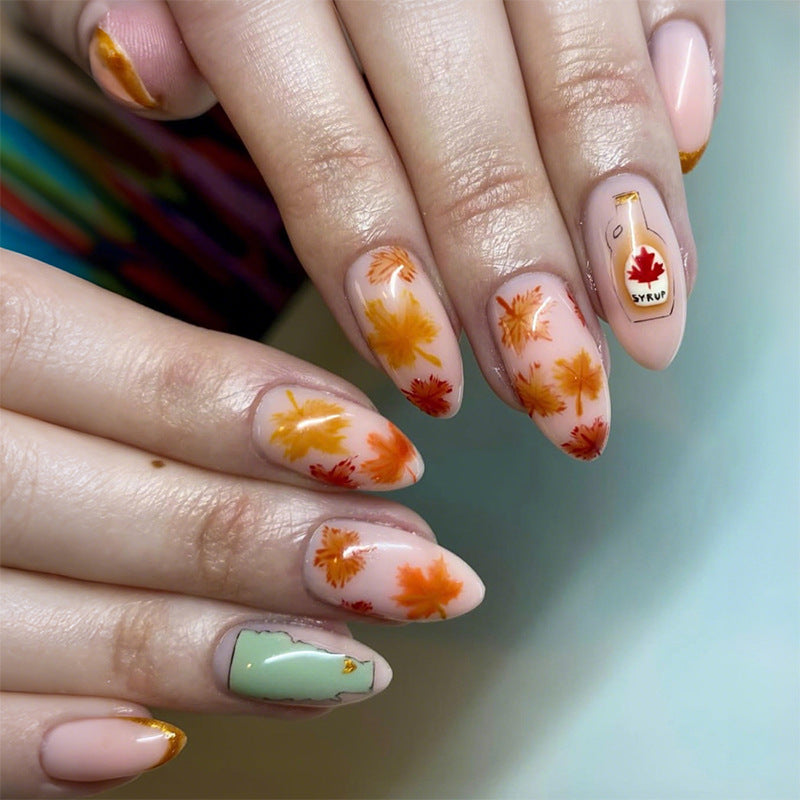 Autumn-Inspired Press-On Nail Art Set kalsten