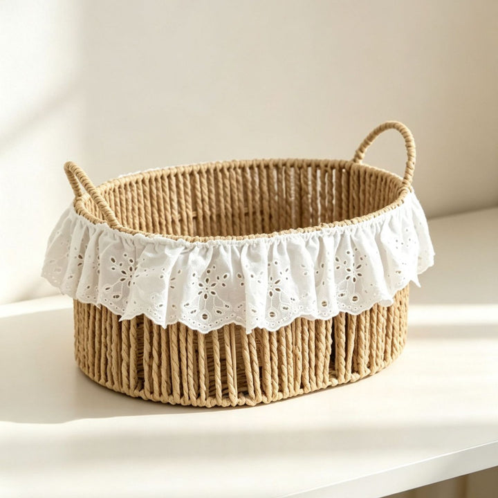 Charming storage basket with ruffle detail Kalsten