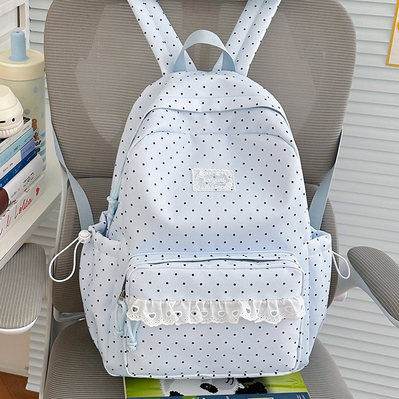 Playful Polka Dot Printed Backpack Kalsten