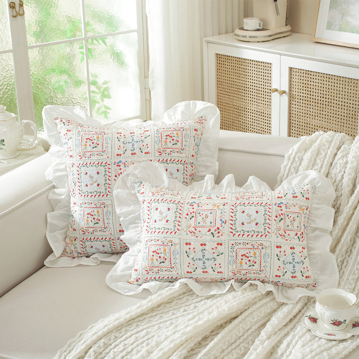 Decorative ruffled throw pillows