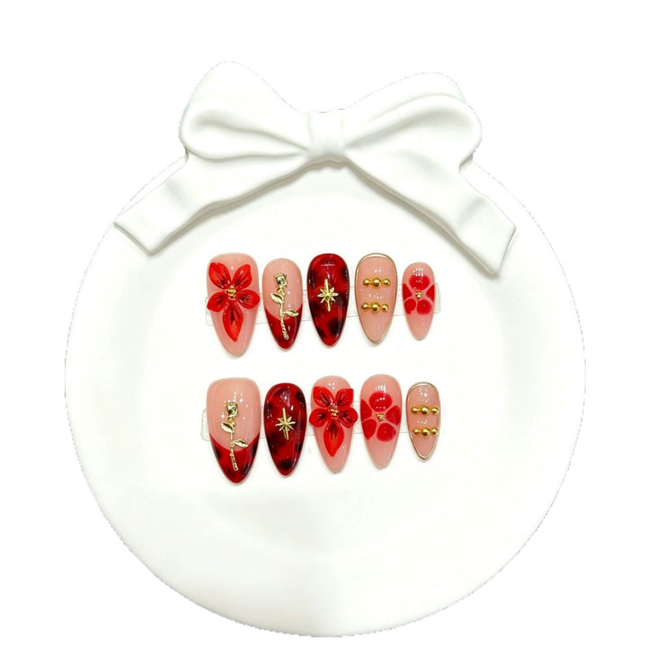Artistic Floral Design Press-On Nail Art