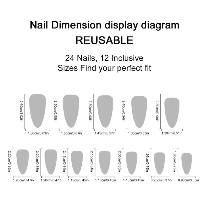 Artificial nail set with blood red inspired design and pointed accents Kalsten