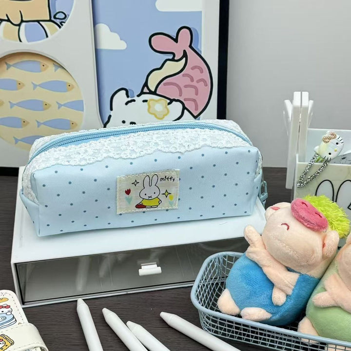 Cute Polka Dot Animal-Themed Pencil Case