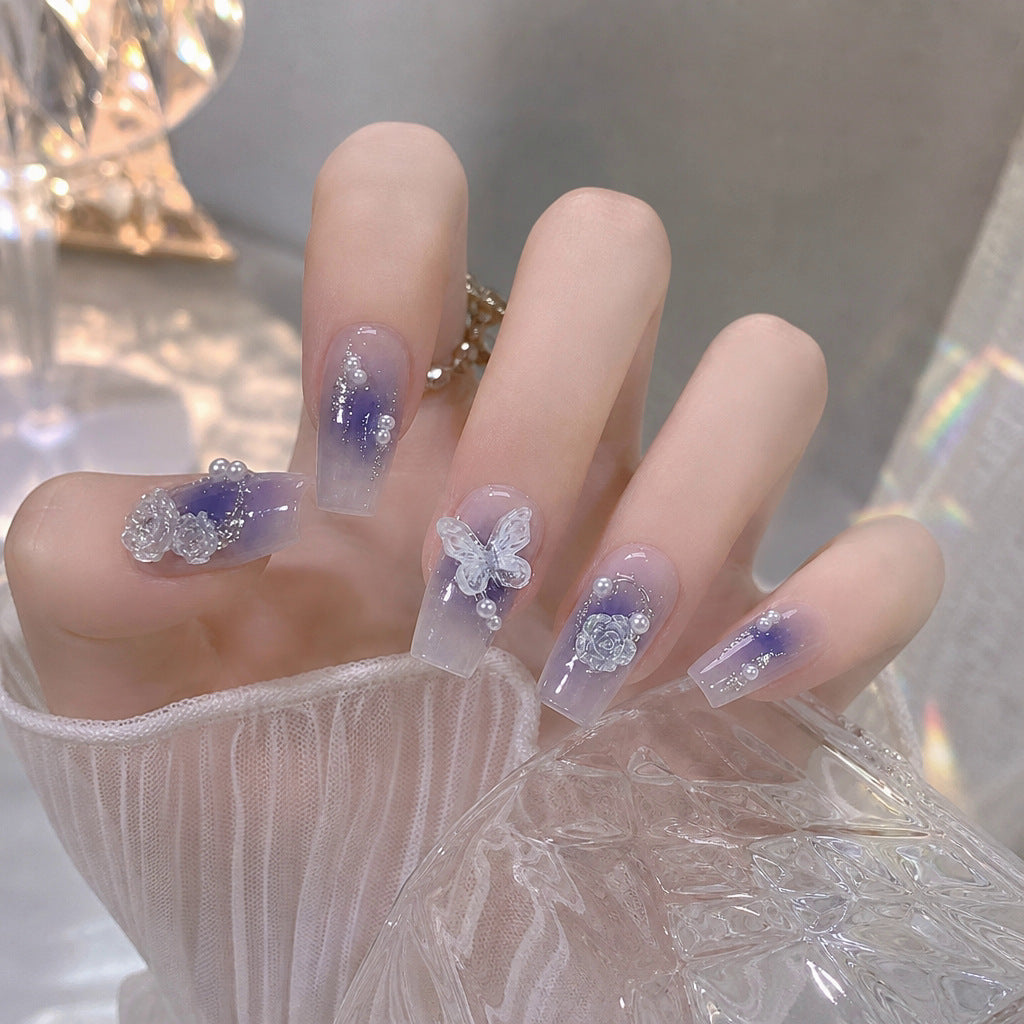 Artistic Butterfly-Embellished Press-On Nail Extensions Kalsten