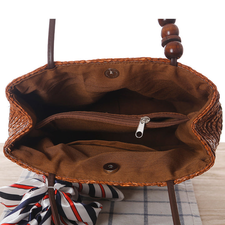 Braided handbag with stylish striped scarf Kalsten
