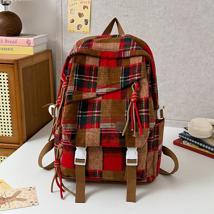 Stylish Checked Pattern Backpack