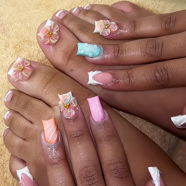3D Floral Decorative Press-On Nails Set Kalsten