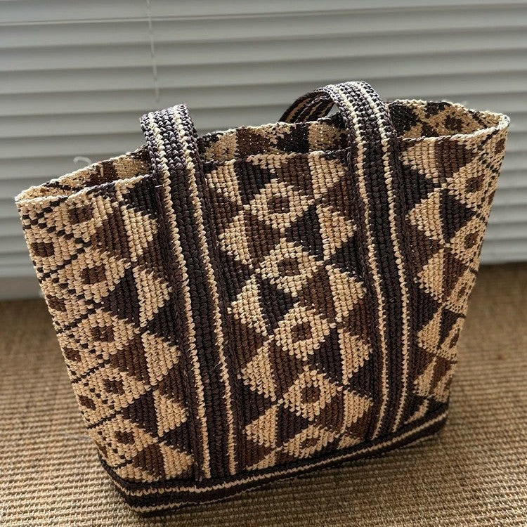 Handwoven Macrame Tote Bag with Geometric Pattern Kalsten
