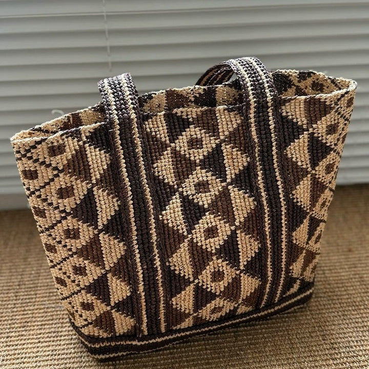 Handwoven Macrame Tote Bag with Geometric Pattern Kalsten
