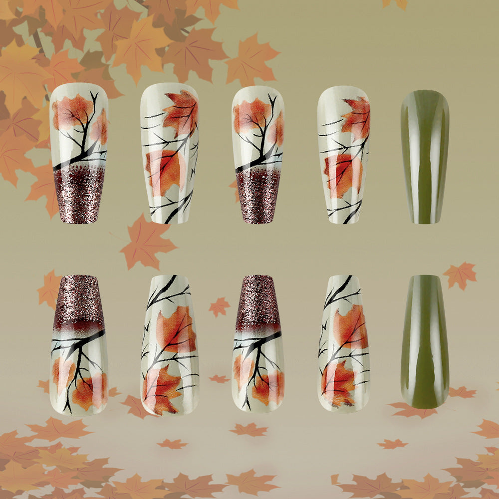 Autumn Leaf-Themed Press-On Nail Art Kalsten
