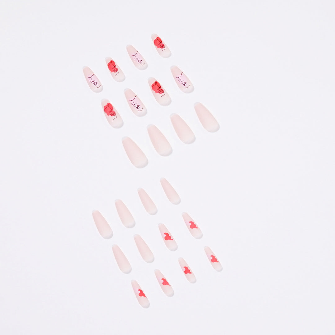 Artful Nail Extensions with Abstrahized Face Drawing Kalsten