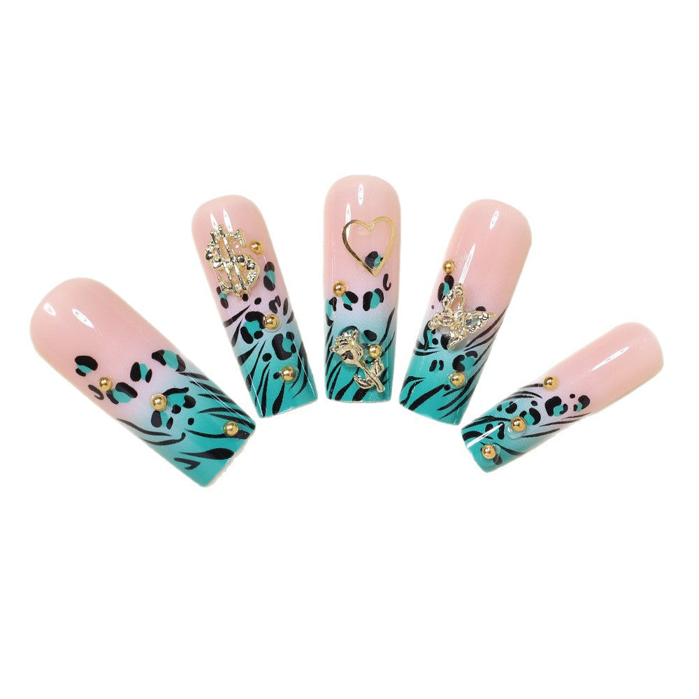 Stylish Bling Leopard Print Press-On Nail Tips Kalsten