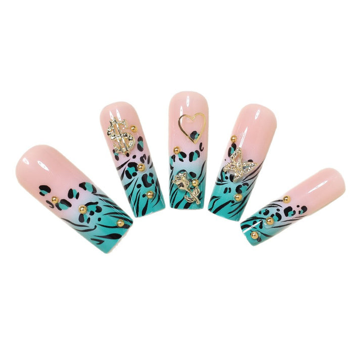 Stylish Bling Leopard Print Press-On Nail Tips Kalsten