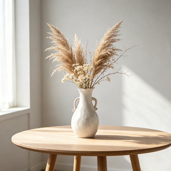 Handmade Textured Ceramic Pitcher Vase for Flower Arrangements