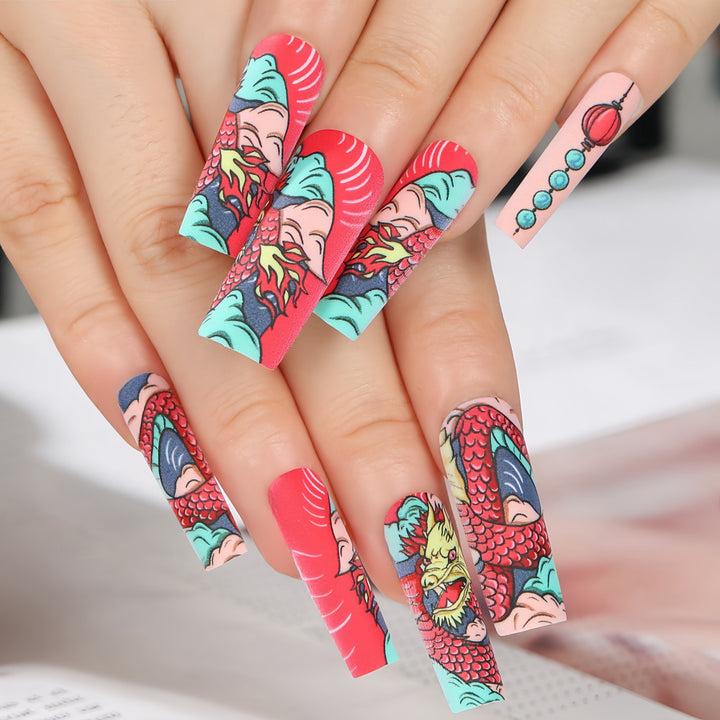 Creative artificial nails in Asian dragon design Kalsten
