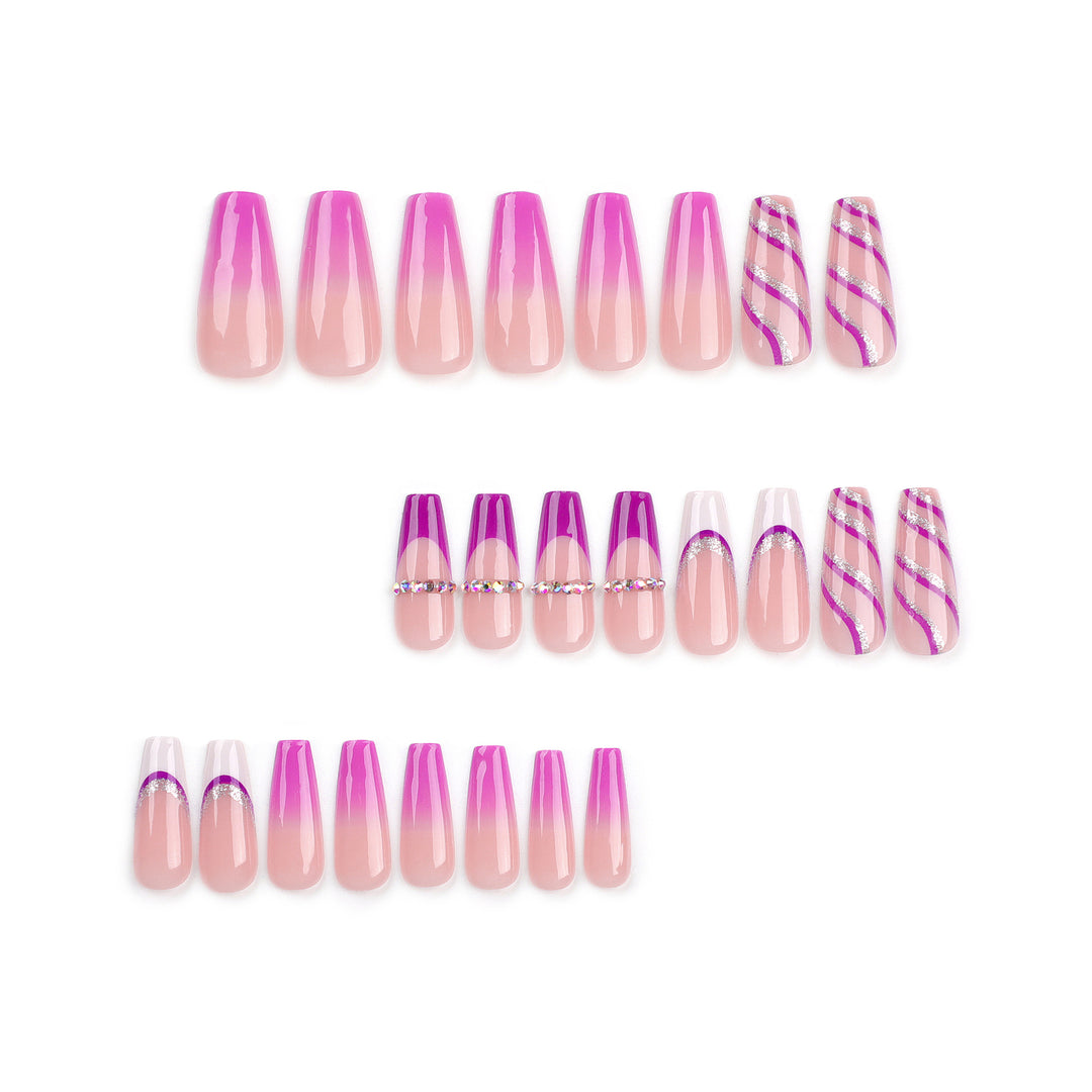 Artistic Nail Extensions with Glitter and Gradient Kalsten