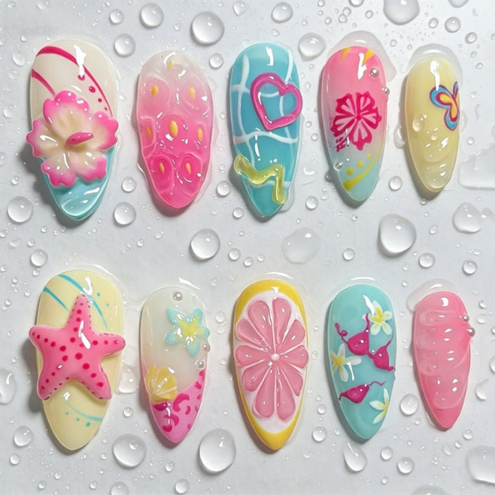 Artistic Ocean-Inspired Press-On Nail Set Kalsten