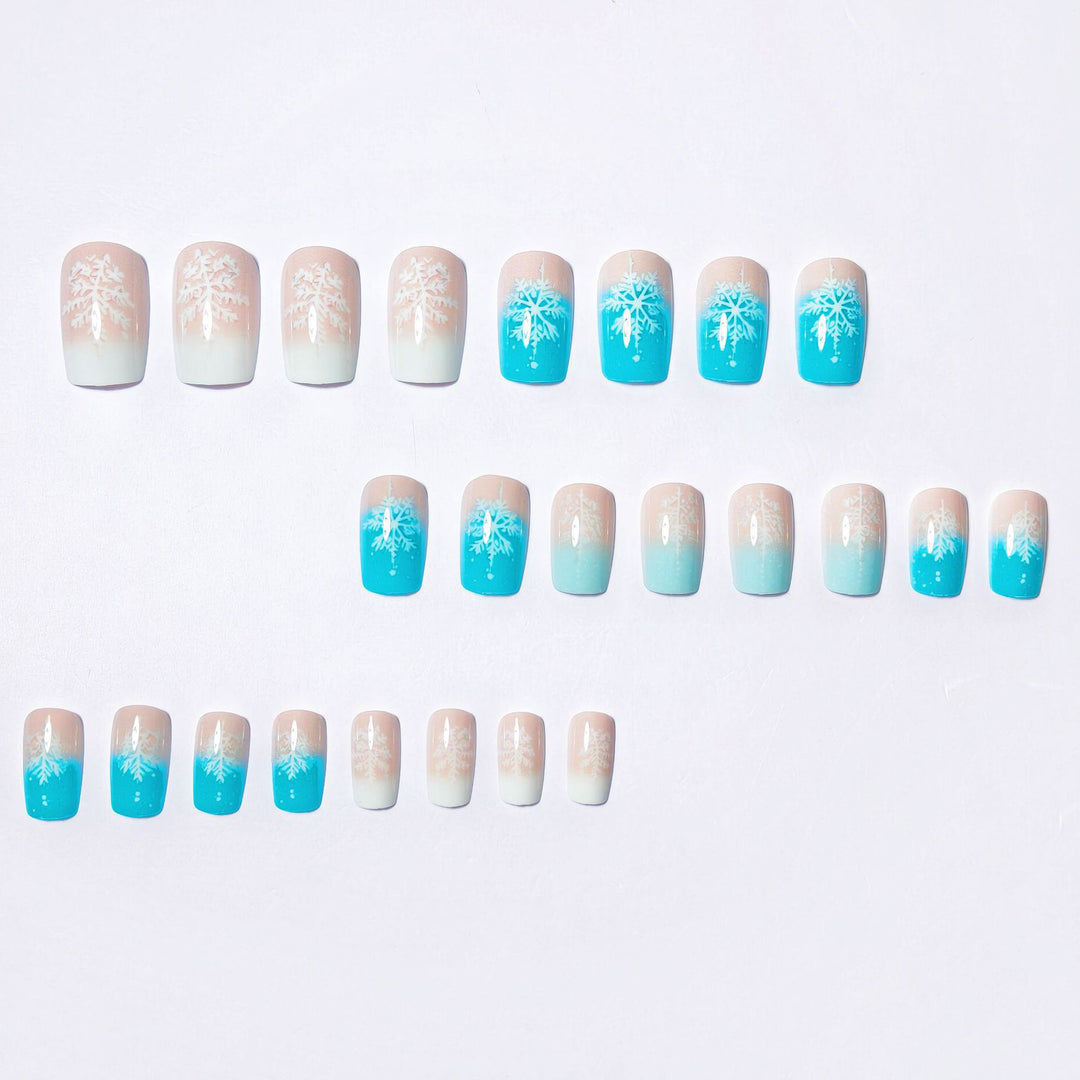 Wintry Artistic Nails with Shimmering Snowflake Design Kalsten