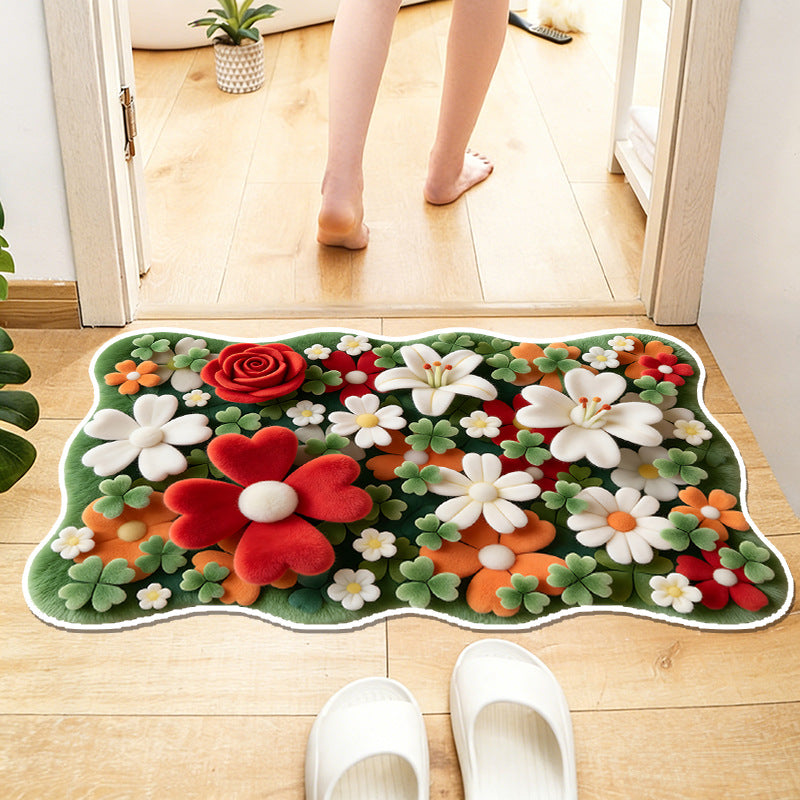 Floral Patterned Soft Bath Mat