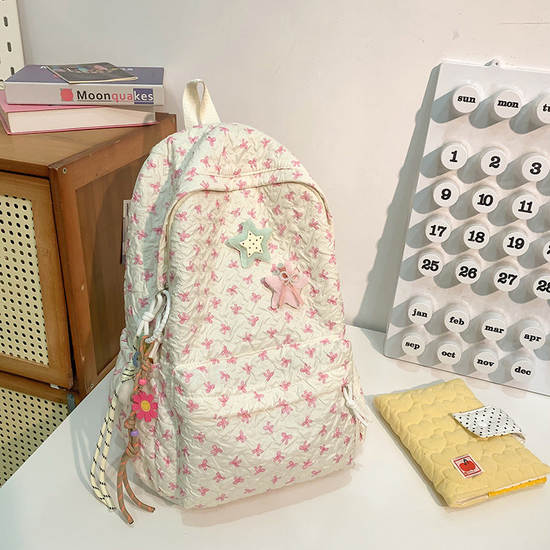 Quilted Floral Patterned Backpack Kalsten