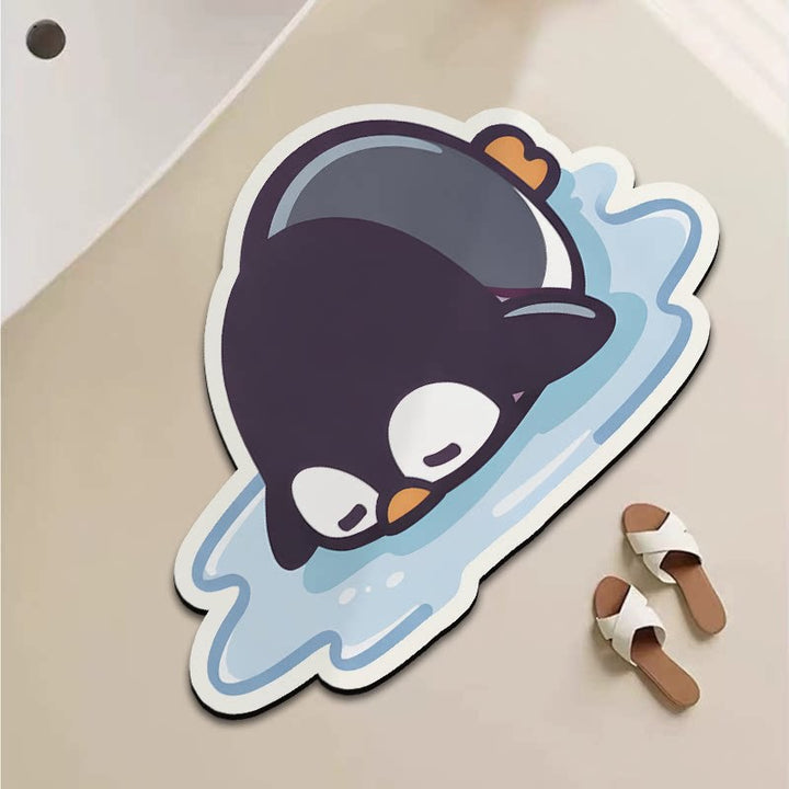 Playful Cartoon Goose-Shaped Bath Mat