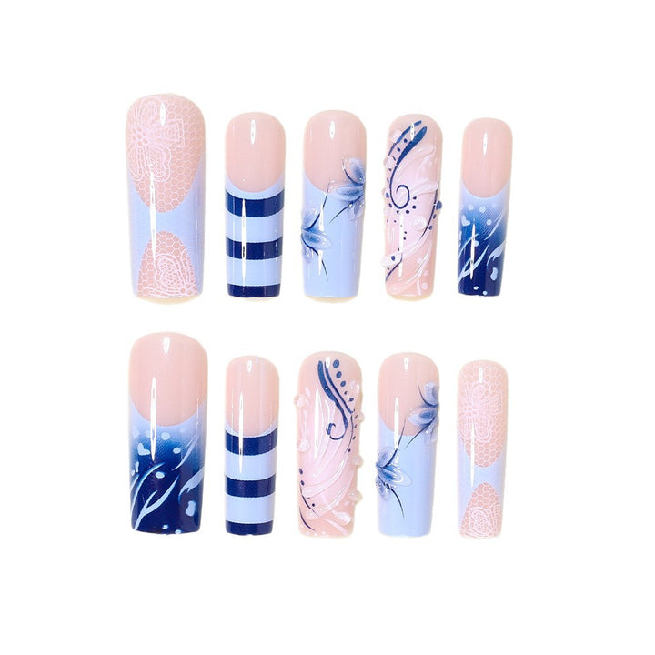 Artistic Nail Design Set with Ocean-Inspired Accents Kalsten