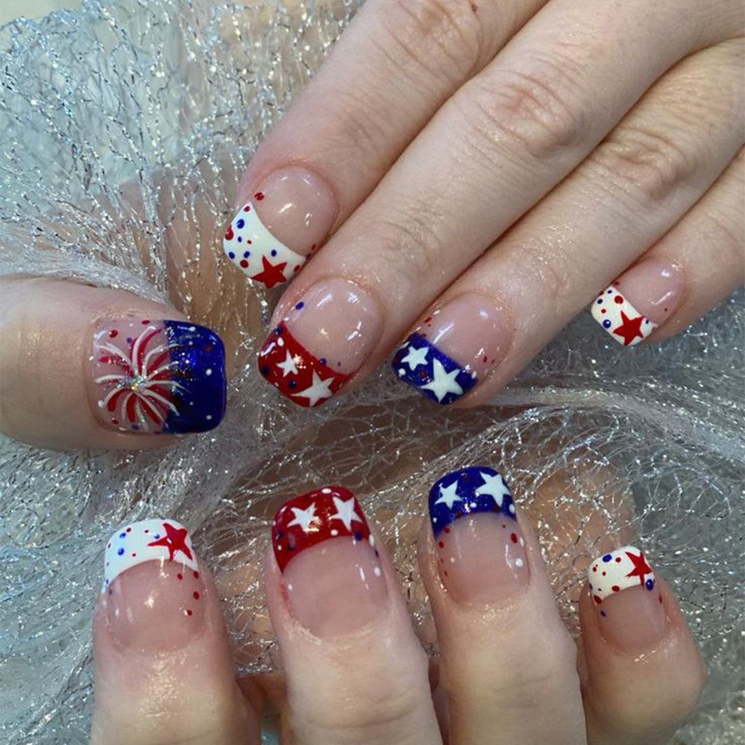 Patriotic Themed Gel Nail Art Extensions Kalsten