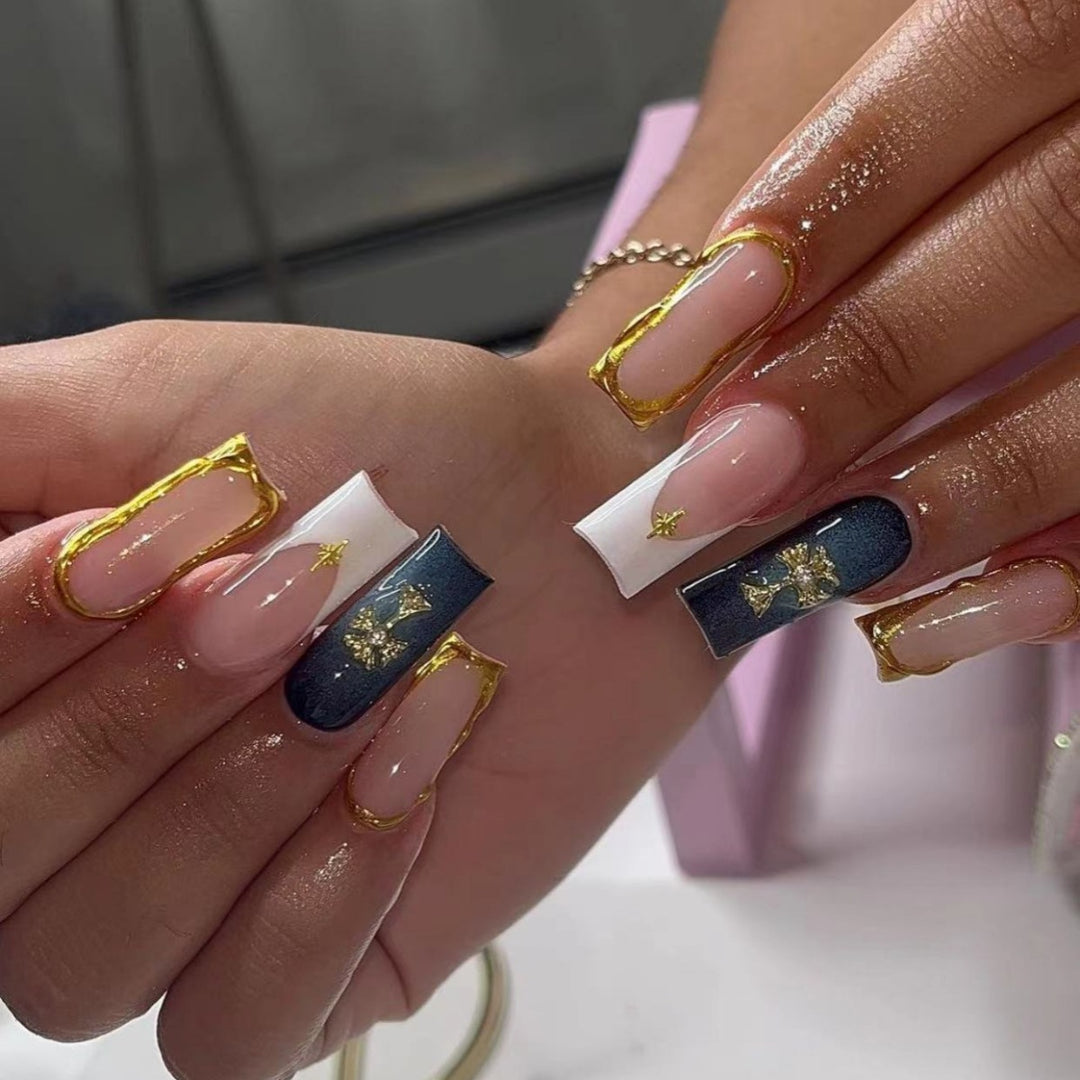 Elegant Rhinestone-Embellished Nail Extensions Kalsten