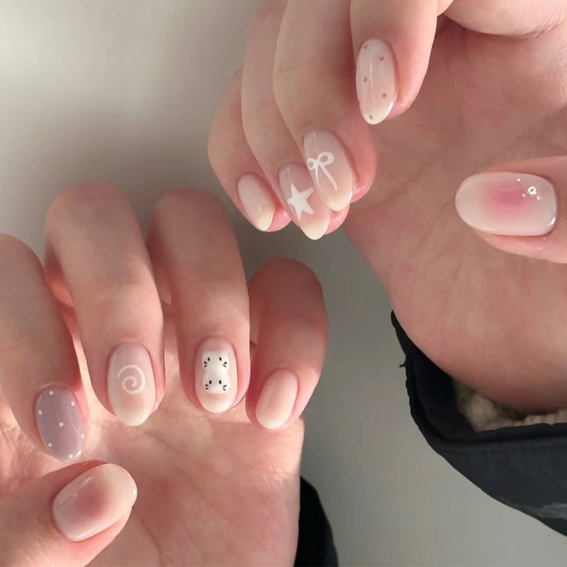 Artistic Press-On Nail Set with Unique Decorative Elements Kalsten