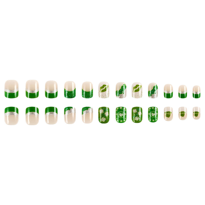 Festive Green-Themed Press-On Nail Set Kalsten