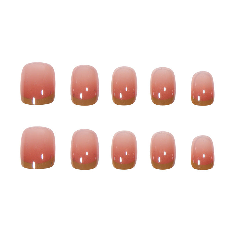 Elegant French Tip Press-On Nails with Pearlescent Finish Kalsten