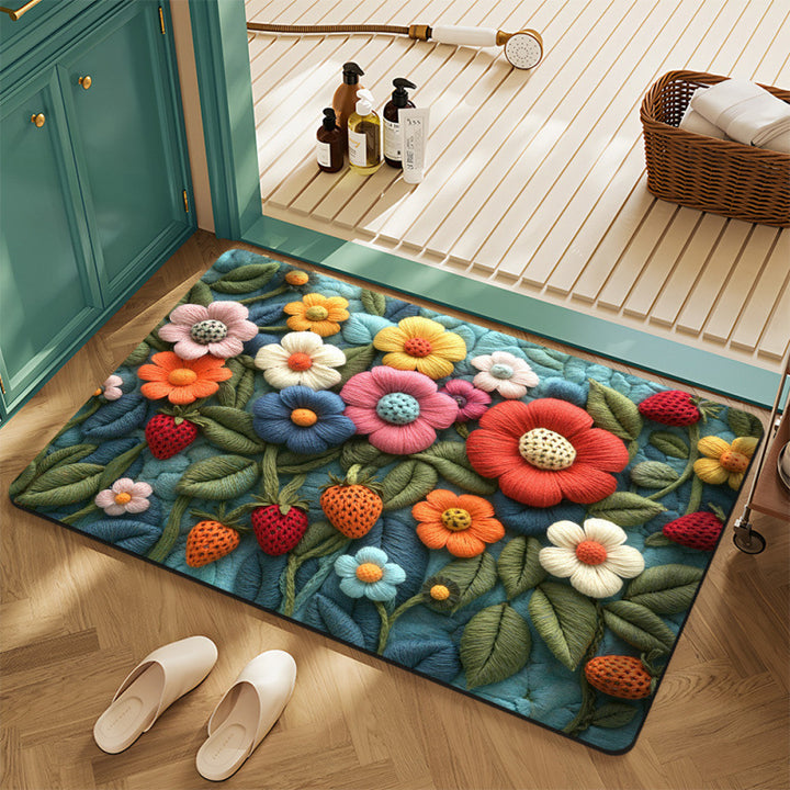 Floral Motif Bath Mat Kalsten
