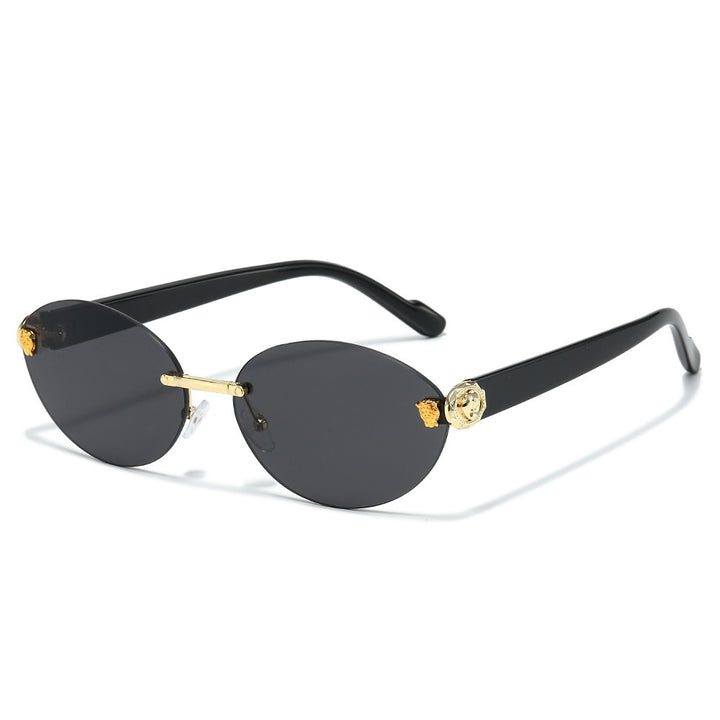 Designer Oval Frame Sunglasses with Decorative Accents Kalsten