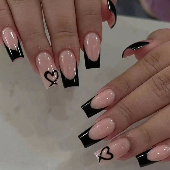 Heart-Embellished Gradient Nail Art Design Kalsten