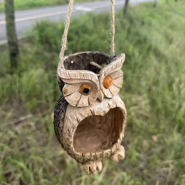 Wooden Owl Bird Feeder Kalsten