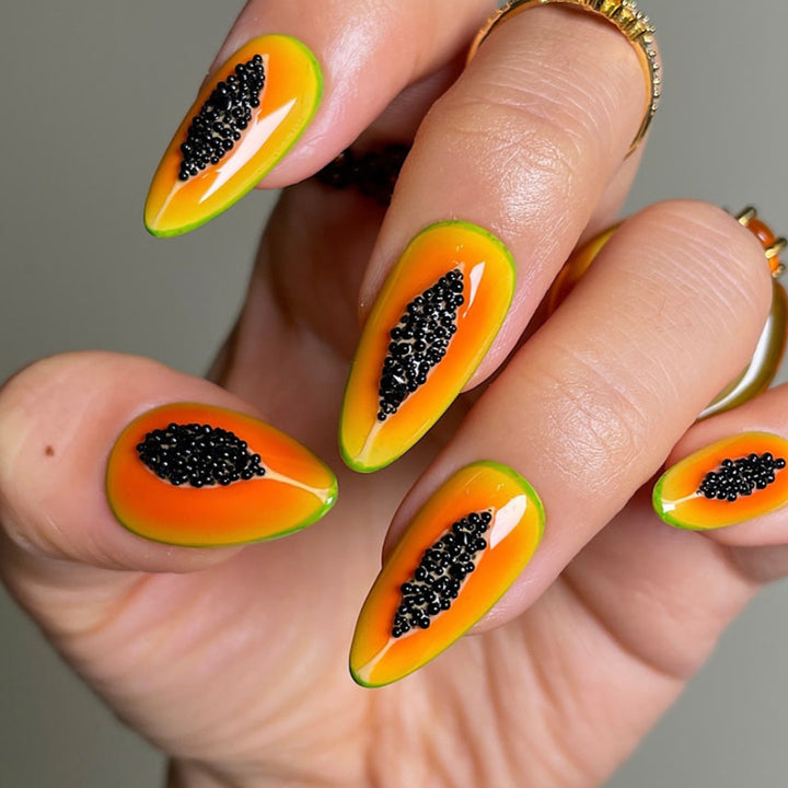 Artificial Nails in Exotic Papaya Design Kalsten