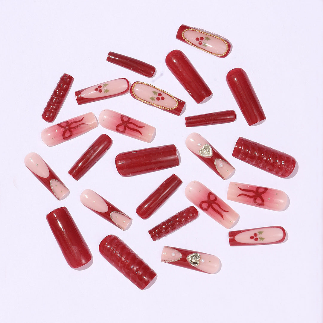 Artificial nail set with festive accents and glitter embellishments Kalsten