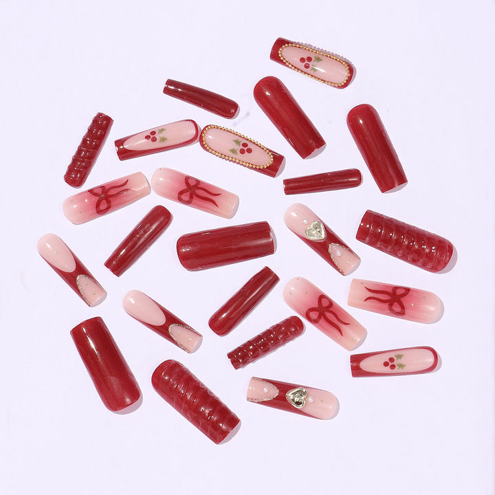 Artificial nail set with festive accents and glitter embellishments Kalsten
