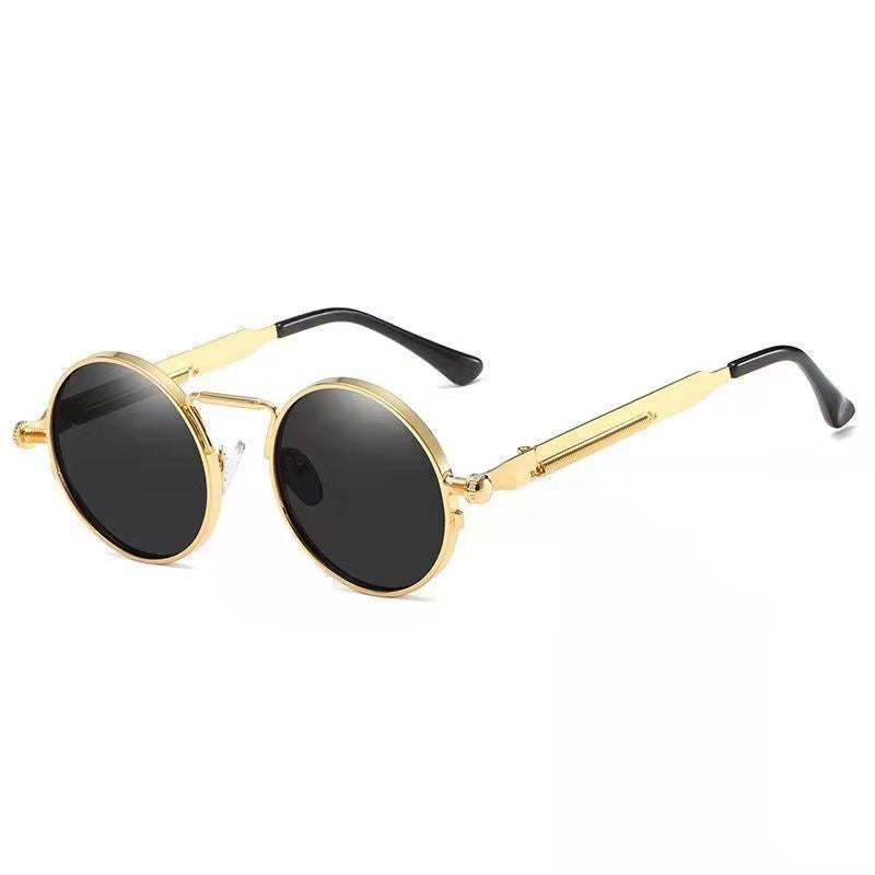 Ladies Round Metal Sunglasses with Mirrored Lenses Kalsten
