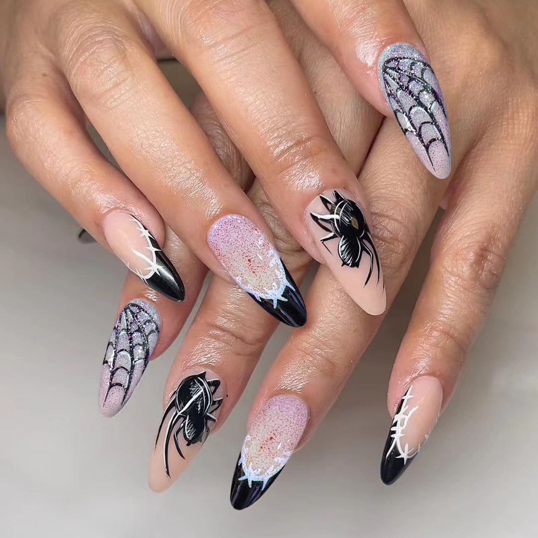 Artificial Nail Set with Colorful Flower Patterns Kalsten