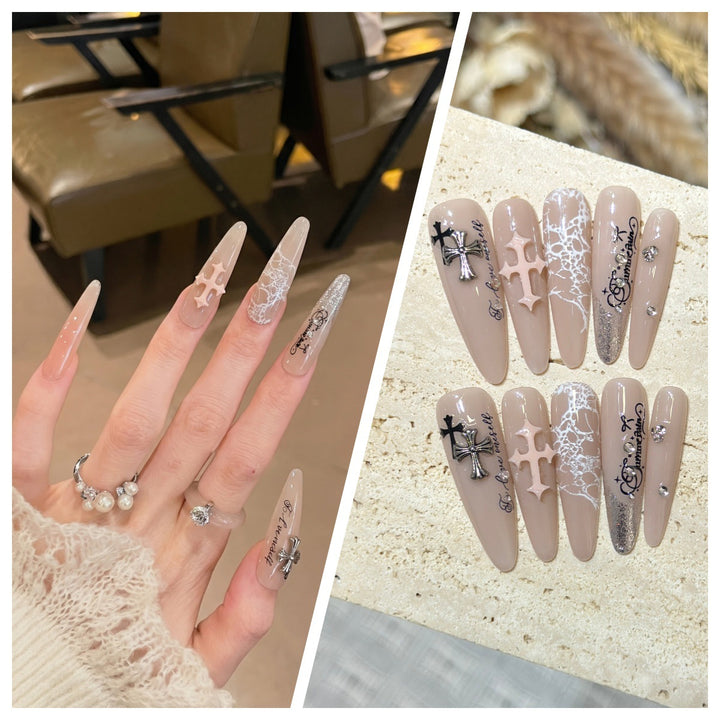 Artistic Stiletto Press-On Nail Set with Charming Patterns Kalsten