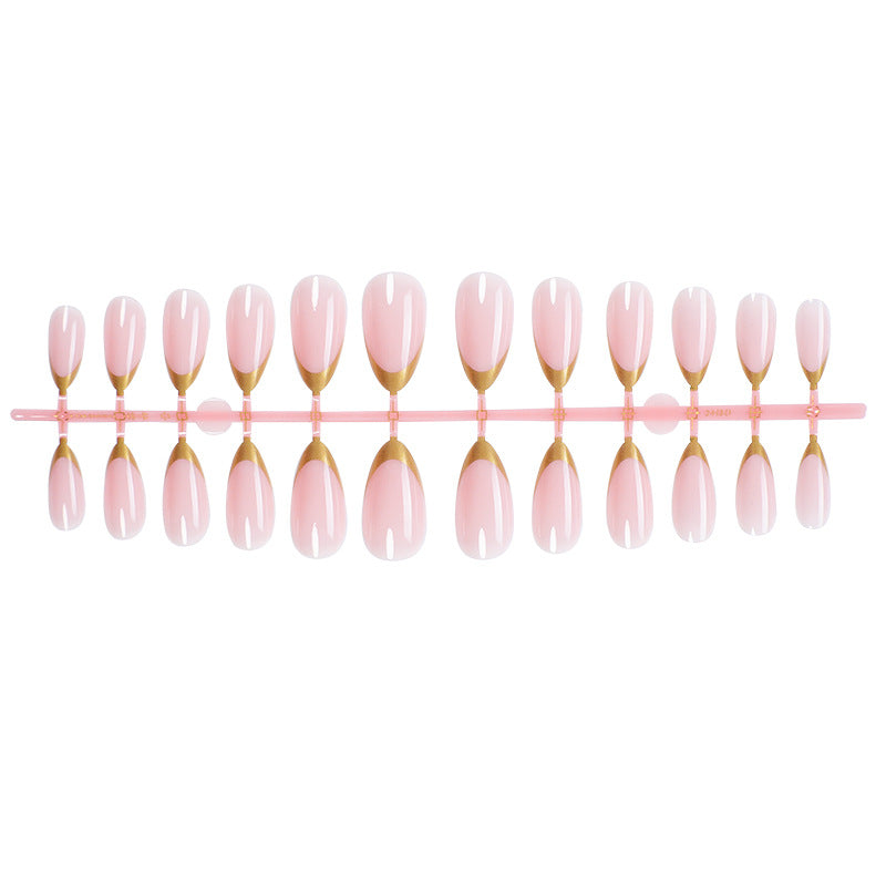 Elegant Press-On Nail Set with Gold-Tipped Design Kalsten