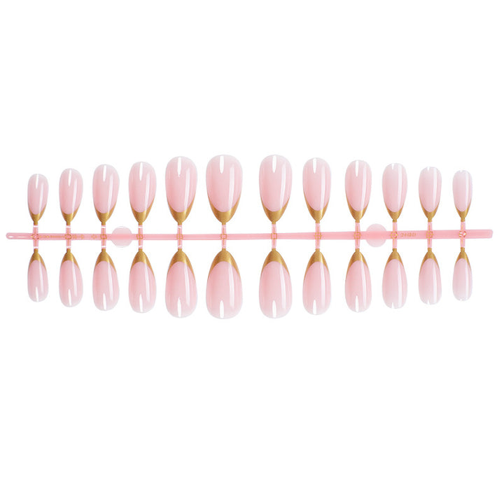 Elegant Press-On Nail Set with Gold-Tipped Design Kalsten
