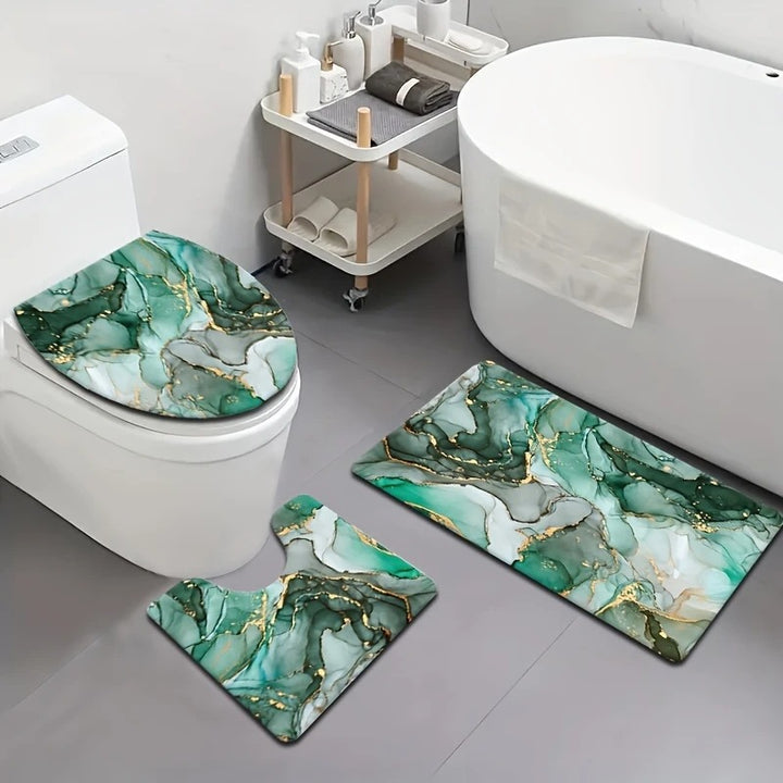 Artistic Marble Print Bath Mat Set Kalsten