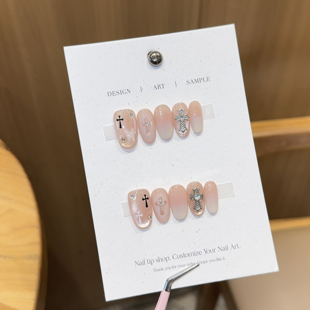 Artificial nail tips with cross design Kalsten
